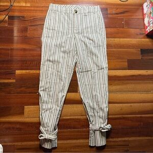 CAbi Tan and White Chino Pants with Elasticated Ankles